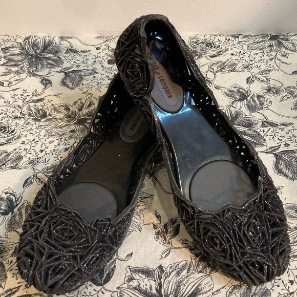 MELISSA + CAMPANA Sz 7 Jelly Sparkly Ballerina Flats Slip On  Shoes Loafers - Picture 1 of 10